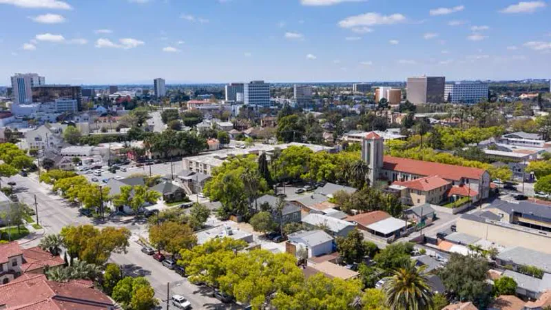 Aerial view of downtown Santa Ana, CA